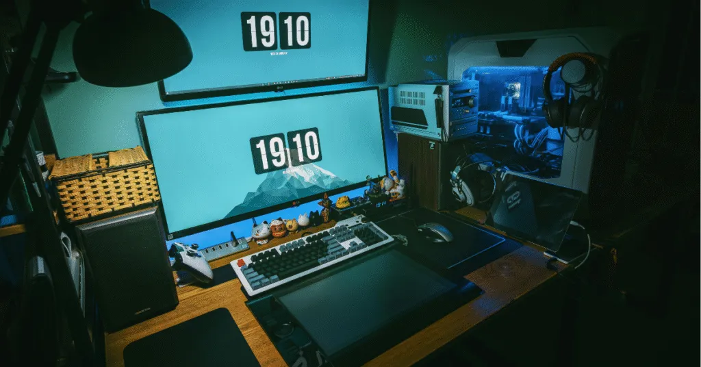 completed gaming pc setup after building pc