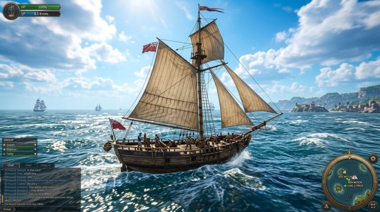 World of Sea Battle beginner guide: the fastest way to get started in 2026 16 Starter sloop ship sailing in World of Sea Battle beginner tutorial