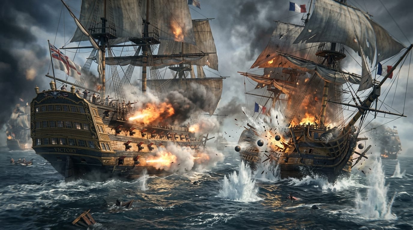 World of Sea Battle vs Naval Action in 2026: which game is actually worth your time? 3 Broadside cannon engagement with smoke and water splashes in naval ship battle
