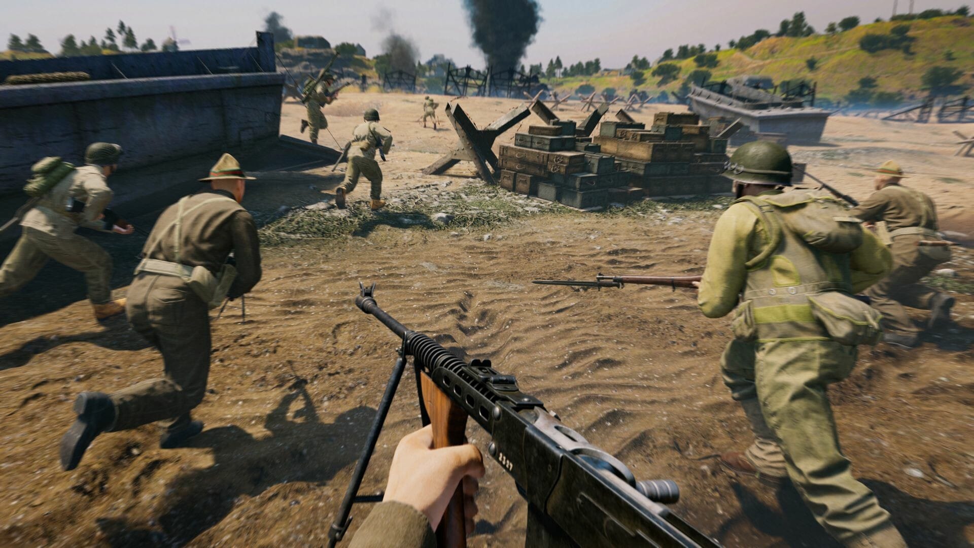 Enlisted Squad Switching Infantry Gameplay Official Steam gameplay screenshot showing infantry squad tactical positioning in Enlisted review