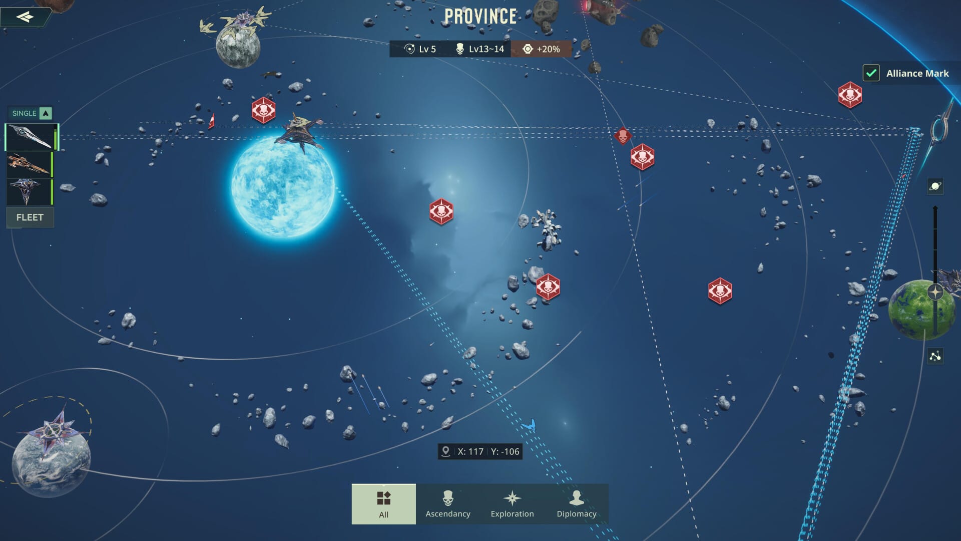 Foundation Galactic Frontier Fleet Battles Official Steam screenshot showing real-time fleet combat and weapon counter triangle in Foundation Galactic Frontier PC review