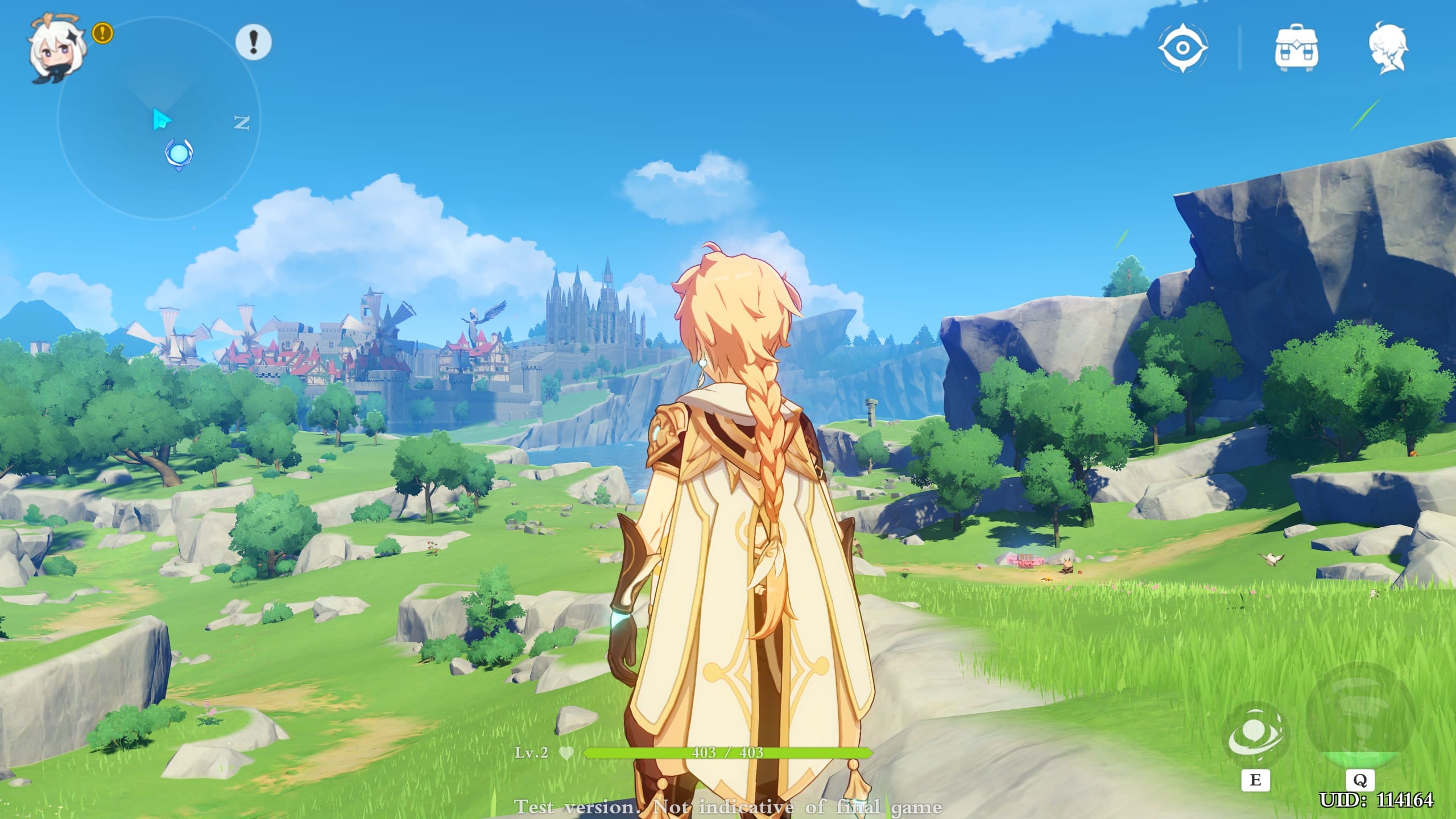 Genshin Impact PC Gameplay Exploration Screenshot In-game gameplay screenshot of character exploring lush landscapes and ruins in Genshin Impact on PC