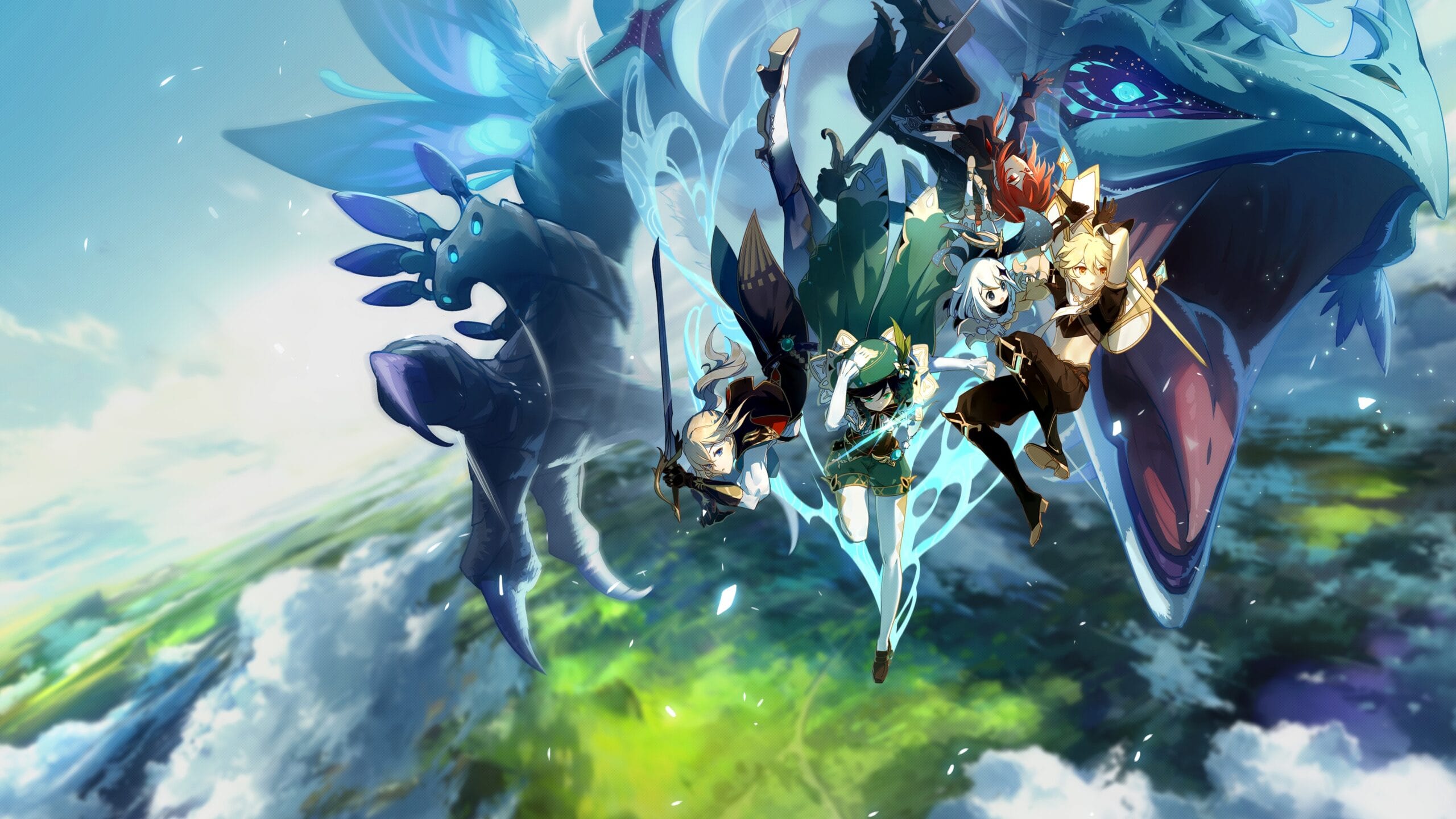 Genshin Impact PC Windows Official Gameplay Key Art Official Genshin Impact key art showing the Traveler overlooking the vast open world of Teyvat