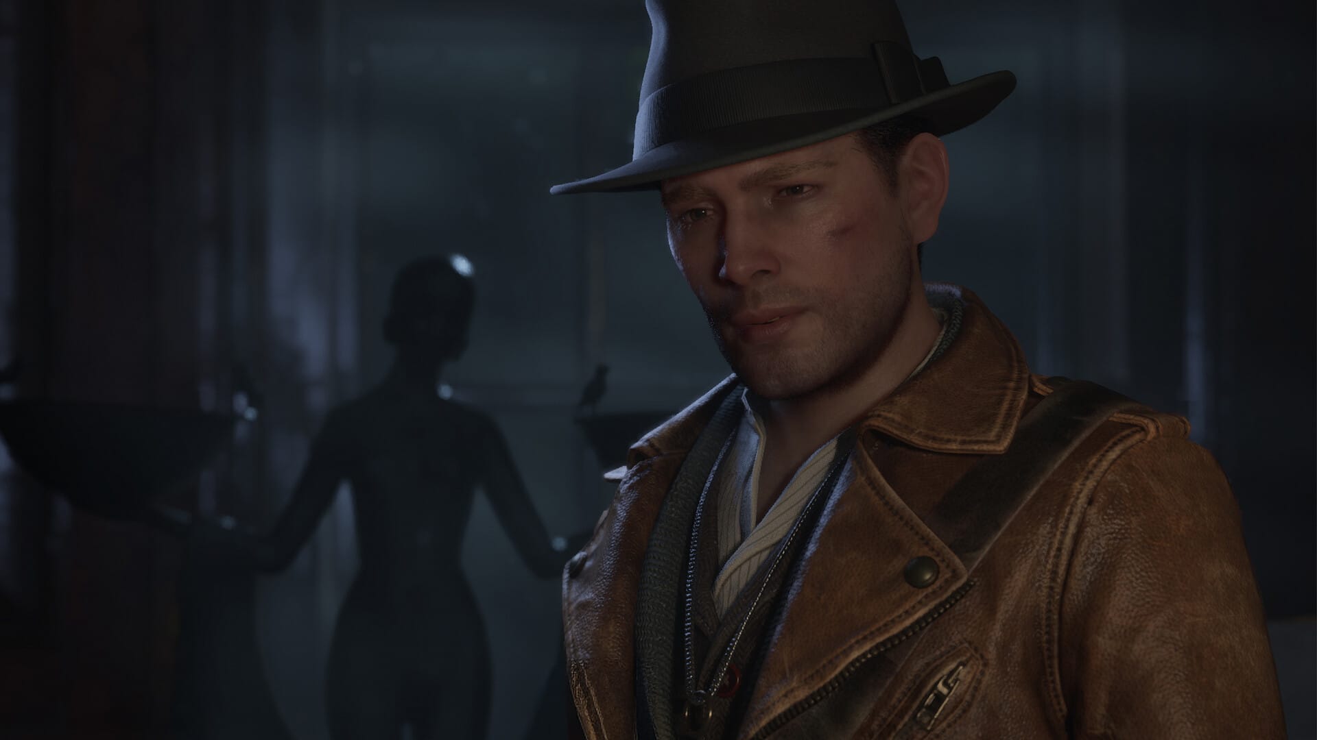 Official gameplay screenshot showing environment progression and character loadout in The Sinking City 2