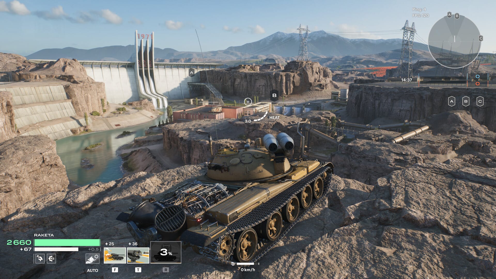 Official Steam gameplay screenshot demonstrating tight gun dispersion and aiming in World of Tanks HEAT PC review