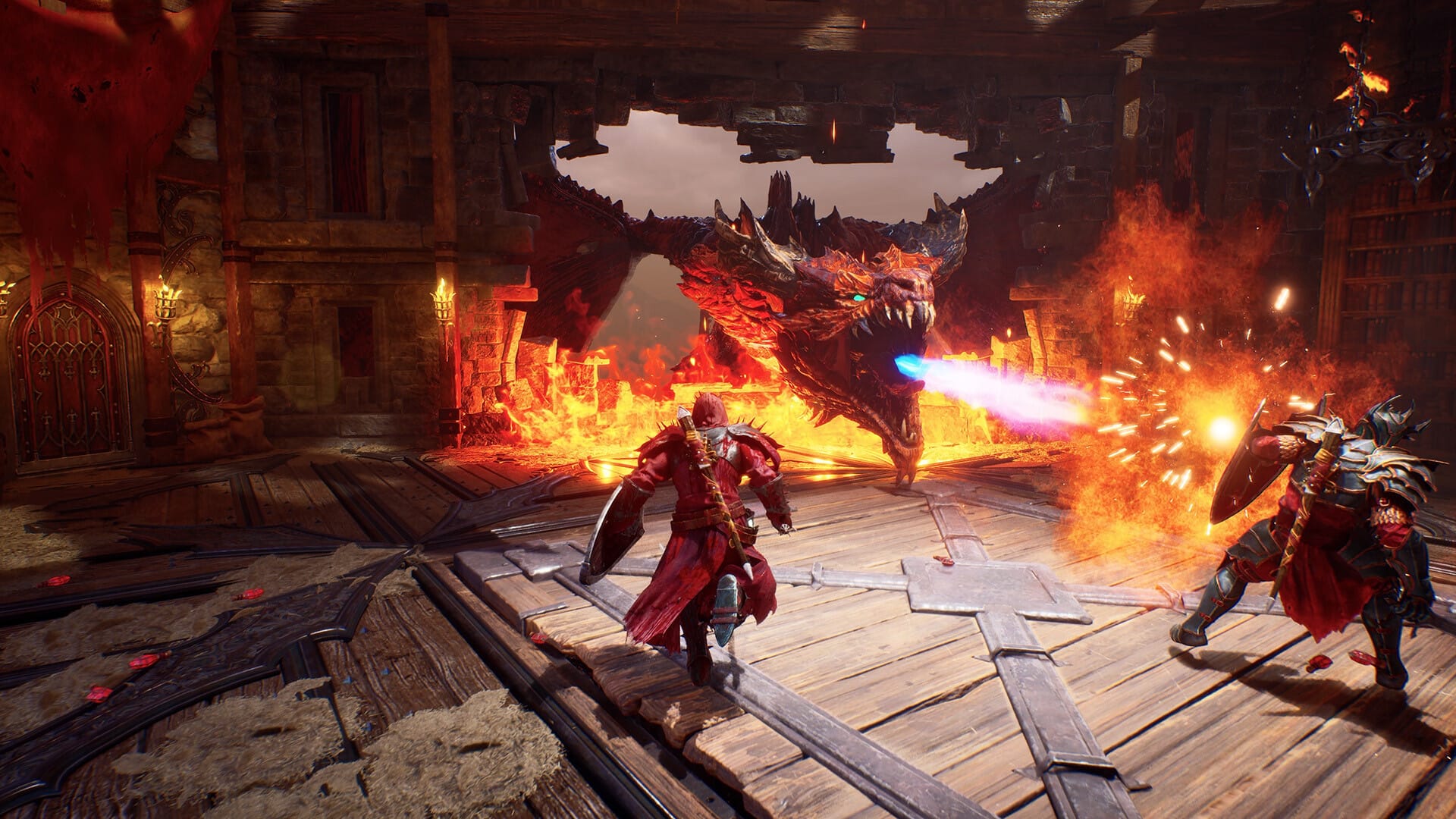 In-game screenshot showing 2-player online co-op action and combo chaining in Crimson Moon PC