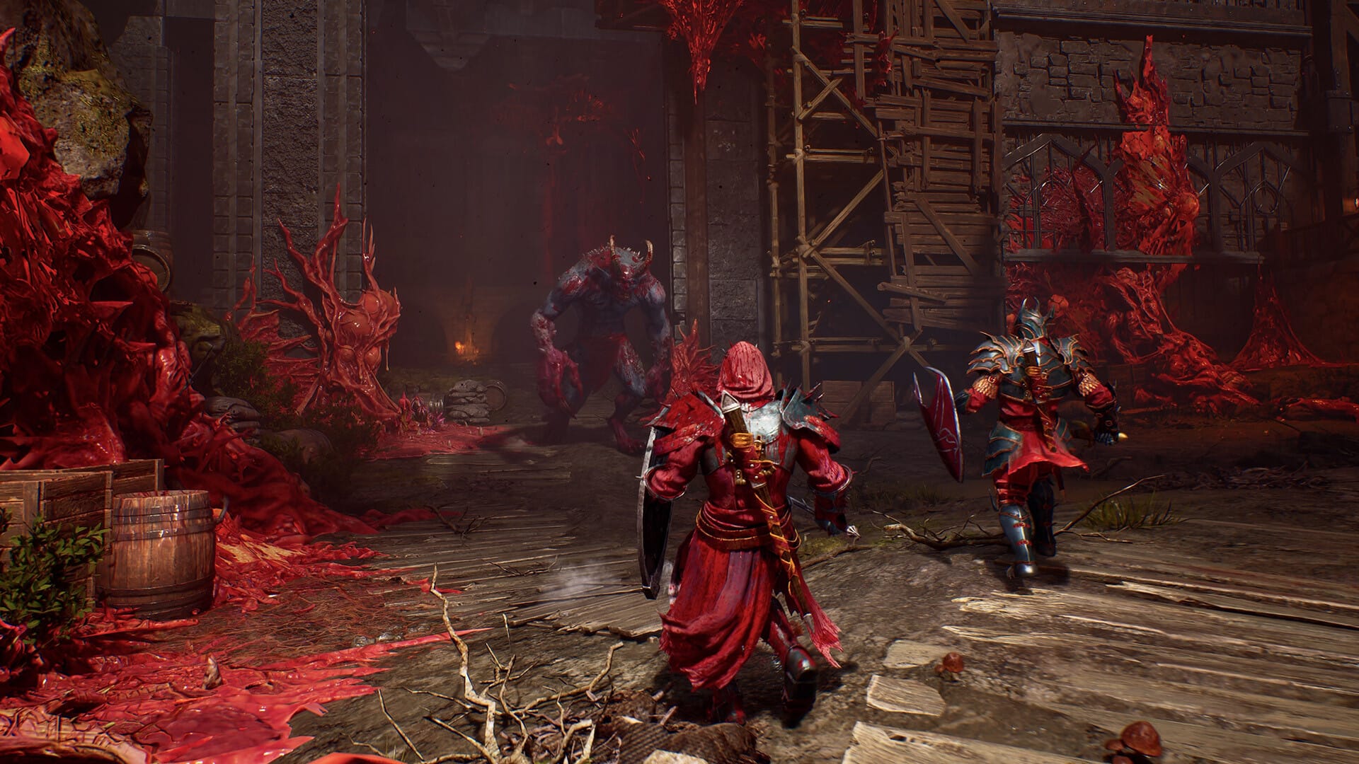 Crimson Moon PC gothic melee combat gameplay showing Nephilim Angel Mode transformation