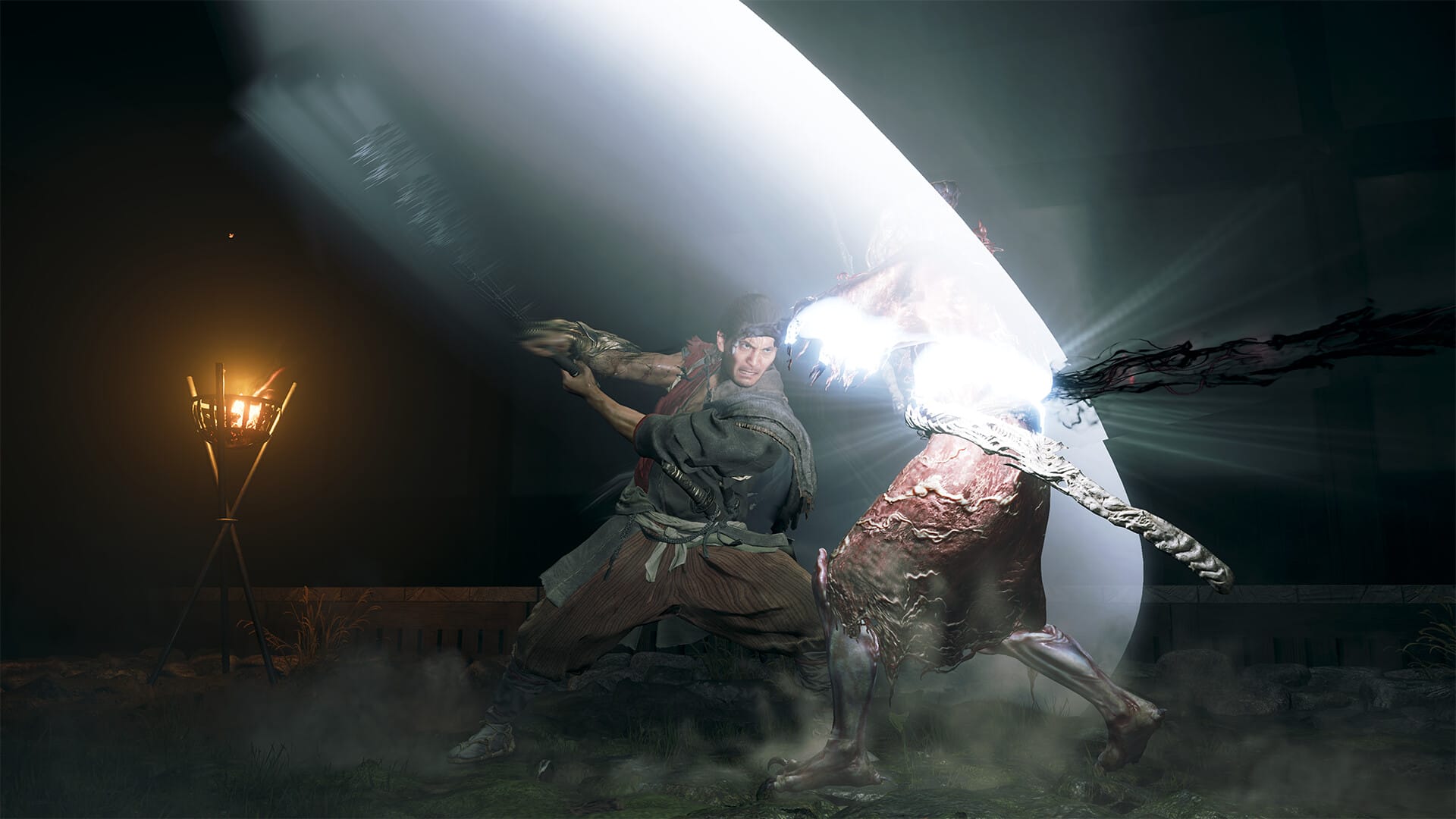In-game gameplay screenshot of fast reaction-based swordplay and parry counters in Onimusha Way of the Sword PC