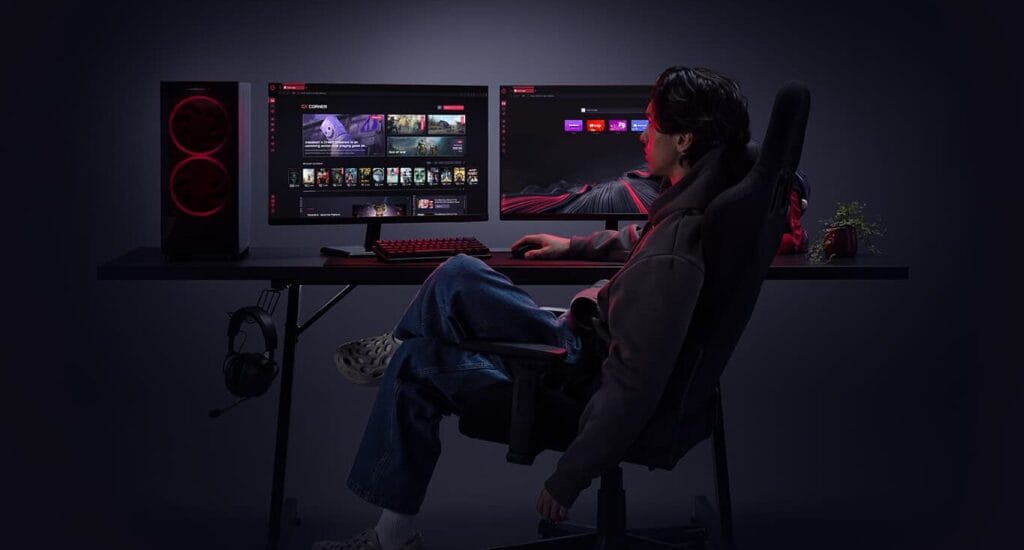 Real Opera GX Gaming Browser Interface Screenshot Real official screenshot of the Opera GX gaming browser main dark interface and start page
