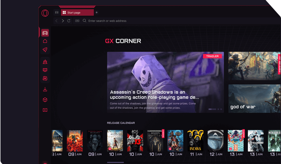 Real Opera GX Twitch and Discord Sidebar Screenshot Real official screenshot of Opera GX sidebar displaying live Twitch channels and Discord messaging integration